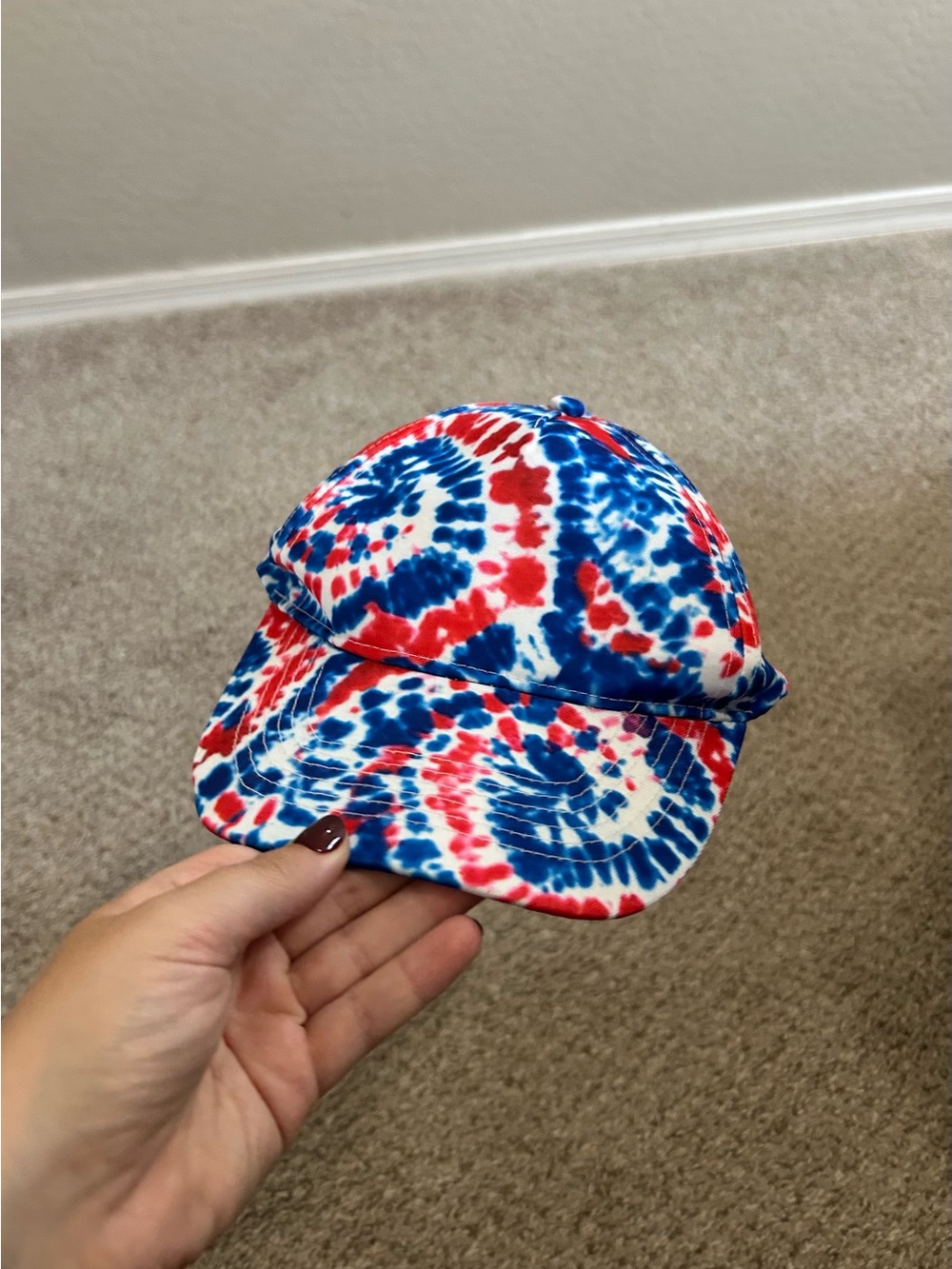 Tie-Dye Baseball Cap in Red, White & Blue